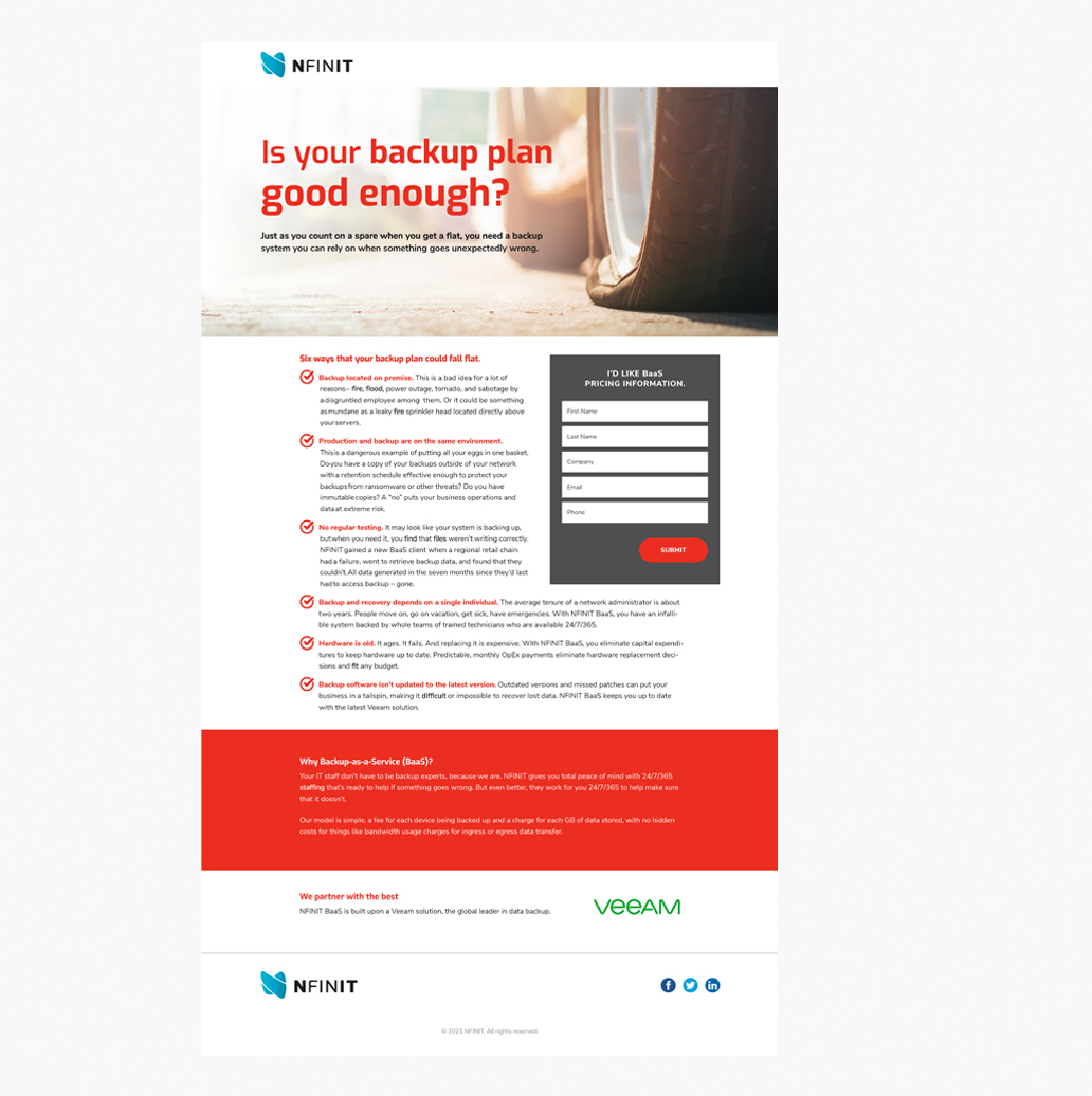 email landing page